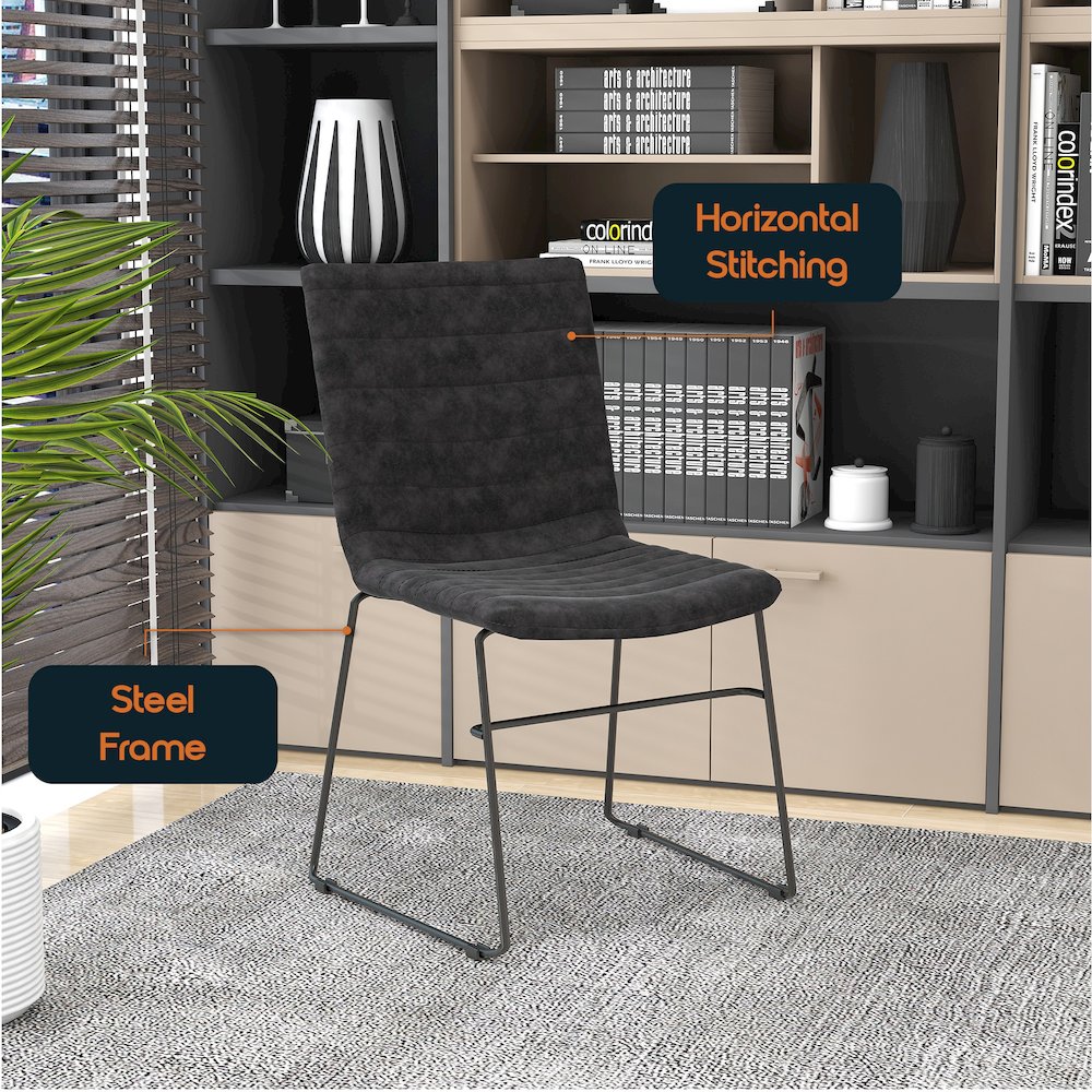 Zylar Series Office Guest Chair in Charcoal Leather. Picture 23