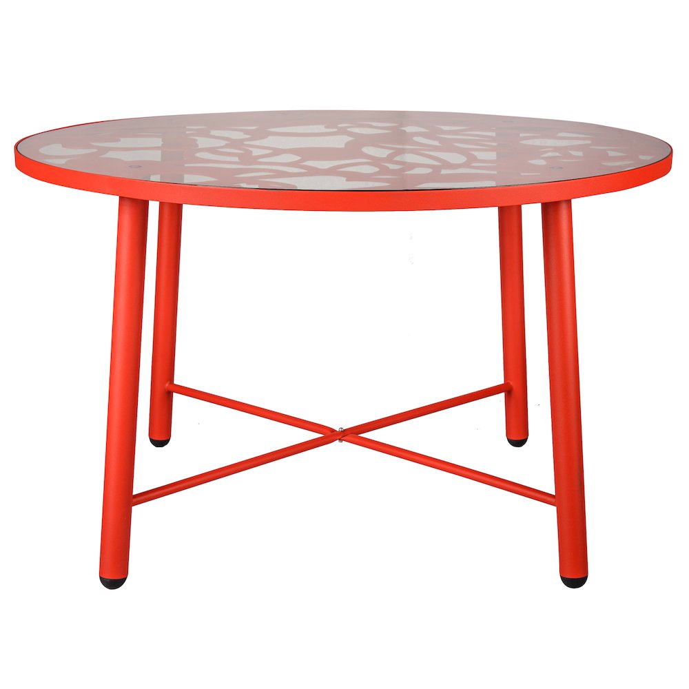 Devon Tree Design Glass Top Aluminum Base Indoor Outdoor Dining Table. Picture 2