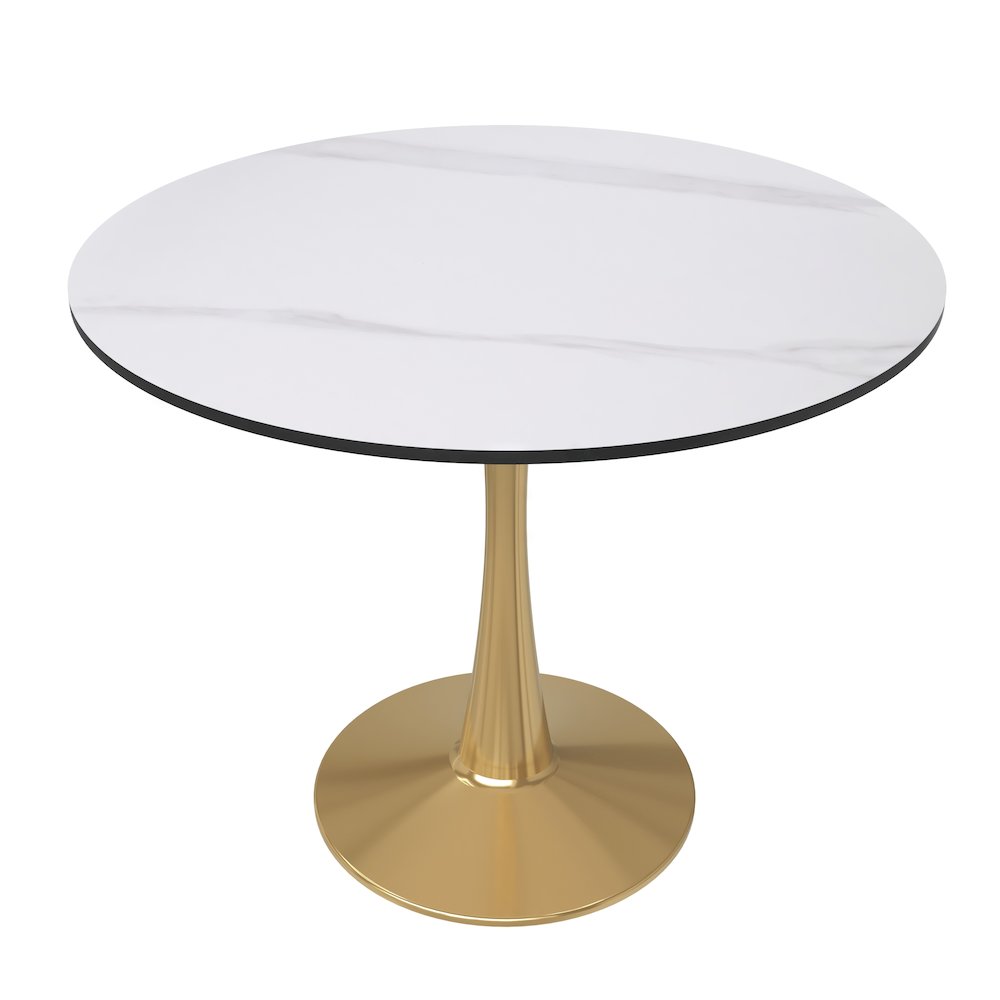 Bristol 31" round dining table Gold base with White Sintered stone Top. Picture 2