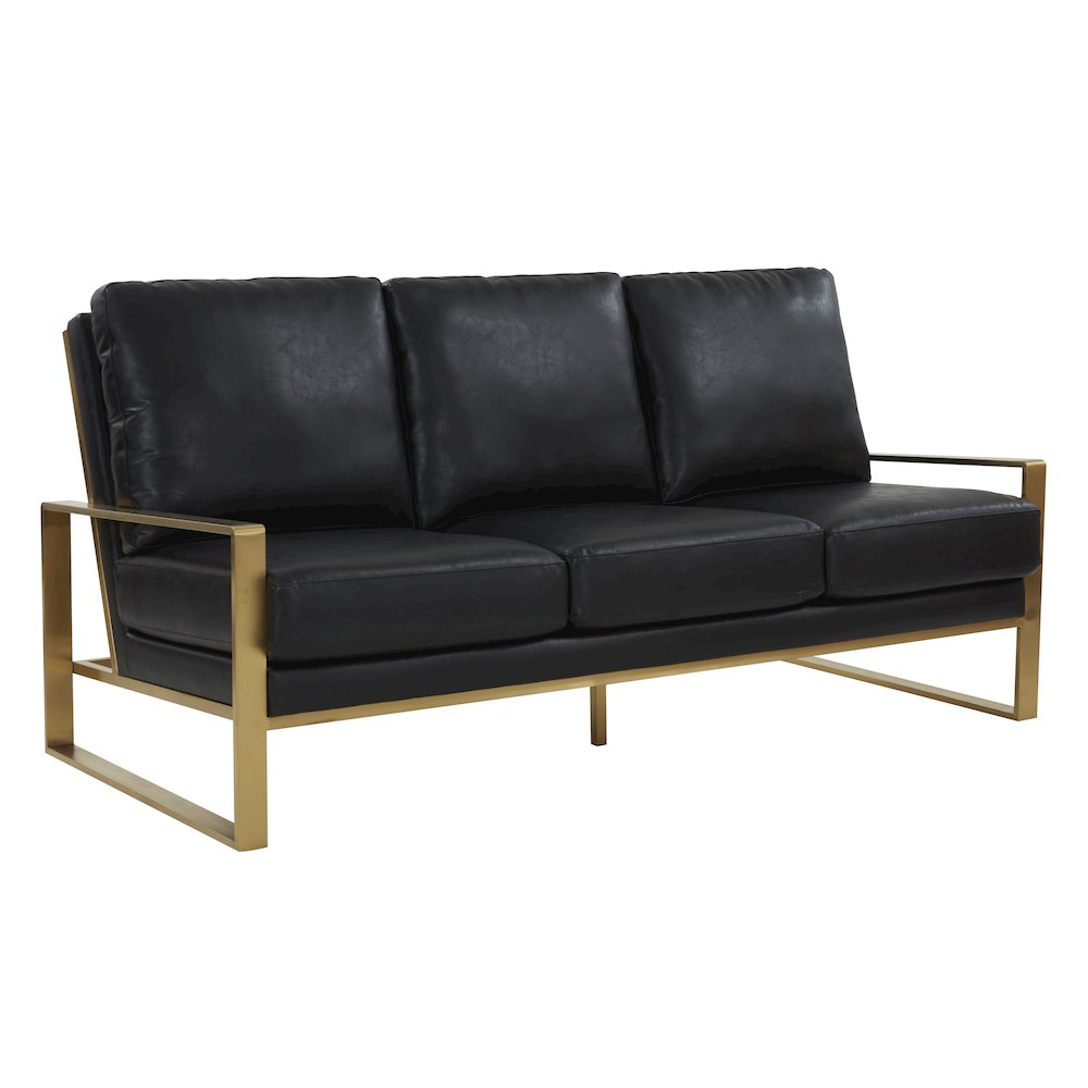 Jefferson Modern Design Leather Sofa With Gold Frame. Picture 1