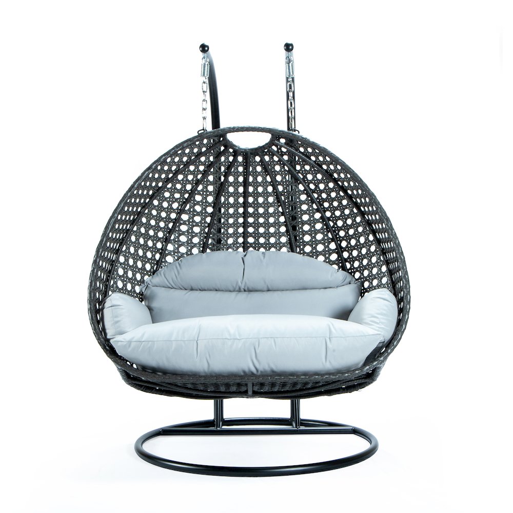 Charcoal Wicker Hanging 2 person Egg Swing Chair. Picture 9