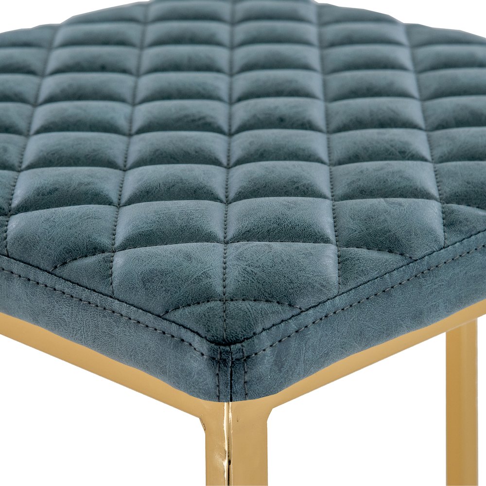 Quincy Quilted Stitched Leather Bar Stools With Gold Metal Frame. Picture 9