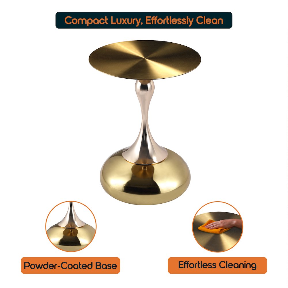 Savoy Collection Modern End Table In Gold. Picture 8