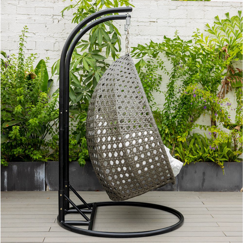 Charcoal Wicker Hanging 2 person Egg Swing Chair. Picture 4