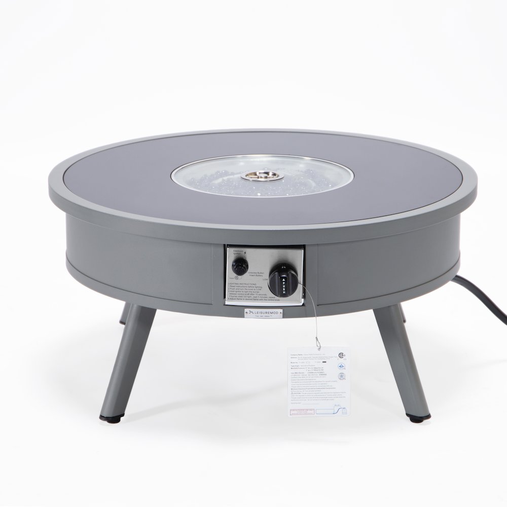 Walbrooke Outdoor Patio Aluminum Round Fire Pit Side Table. Picture 6