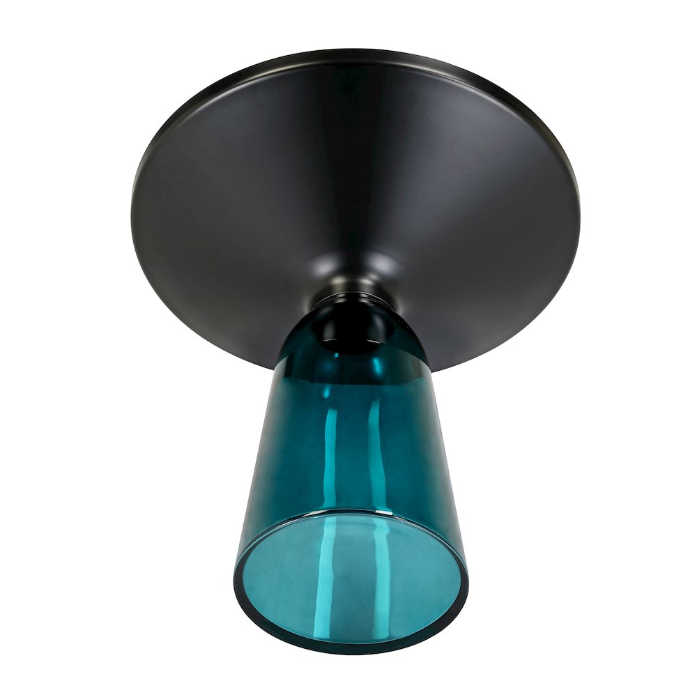 Tully Collection Glass side Table Blue glass, Black Rim with Black Glass top. Picture 15
