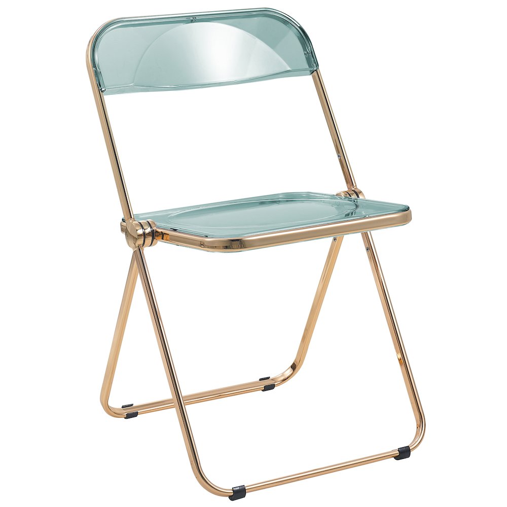 Lawrence Acrylic Folding Chair With Gold Metal Frame. Picture 2