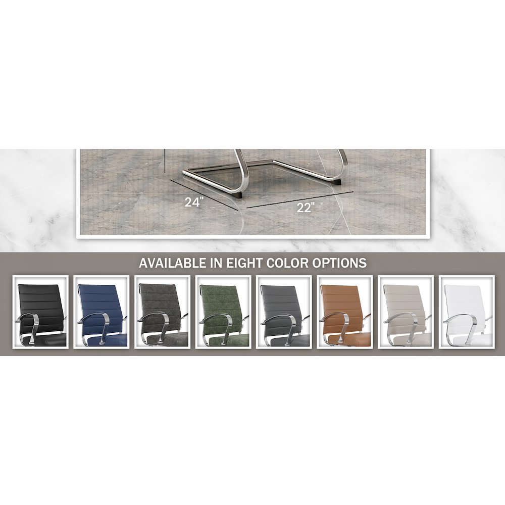 Benmar Home Leather Guest Office Chair in Green. Picture 4