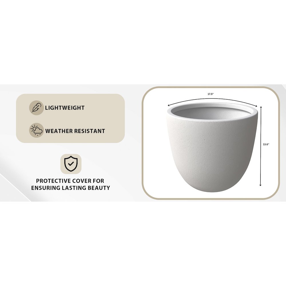 Dahlia Series Poly Stone Planter in White 17.5 Dia, 13.6 High. Picture 4