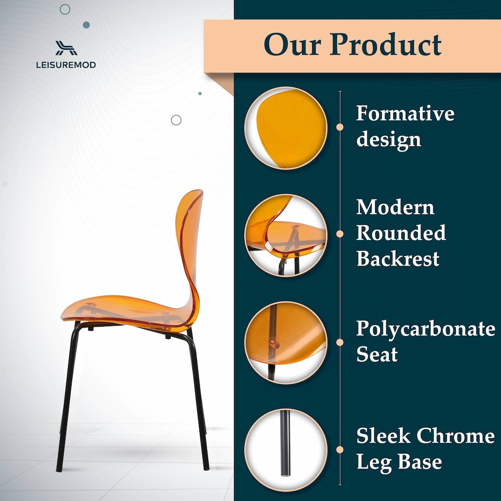 Modern Oyster Transparent Side Chair in Black Base. Picture 14