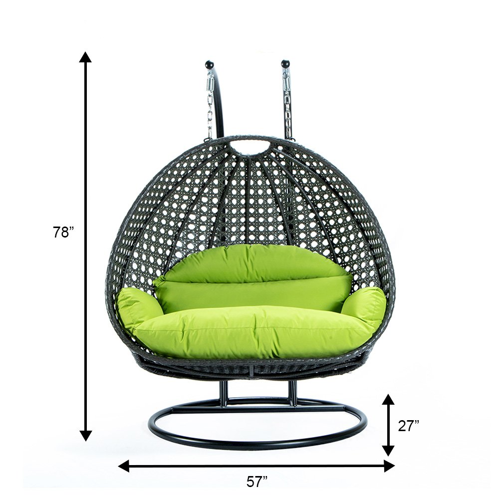 Charcoal Wicker Hanging 2 person Egg Swing Chair. Picture 12