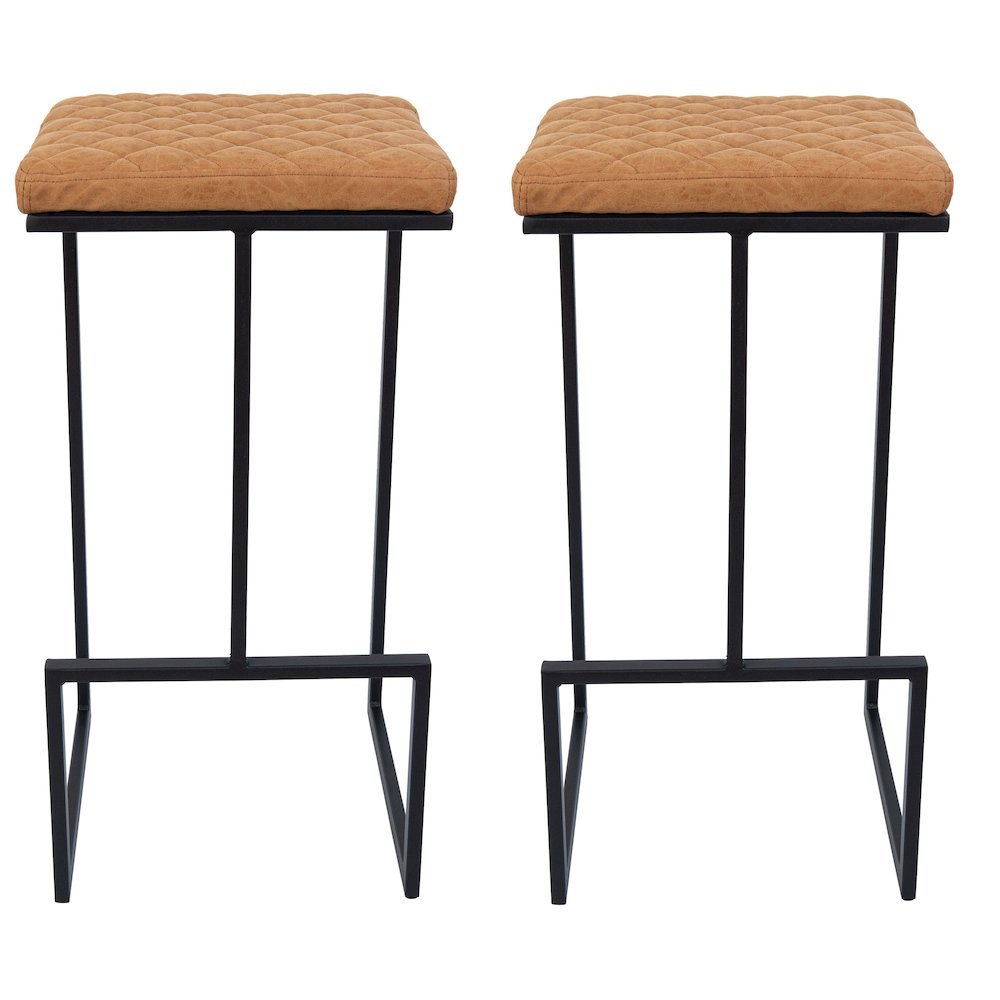 Quincy Leather Bar Stools With Metal Frame Set of 2. Picture 7