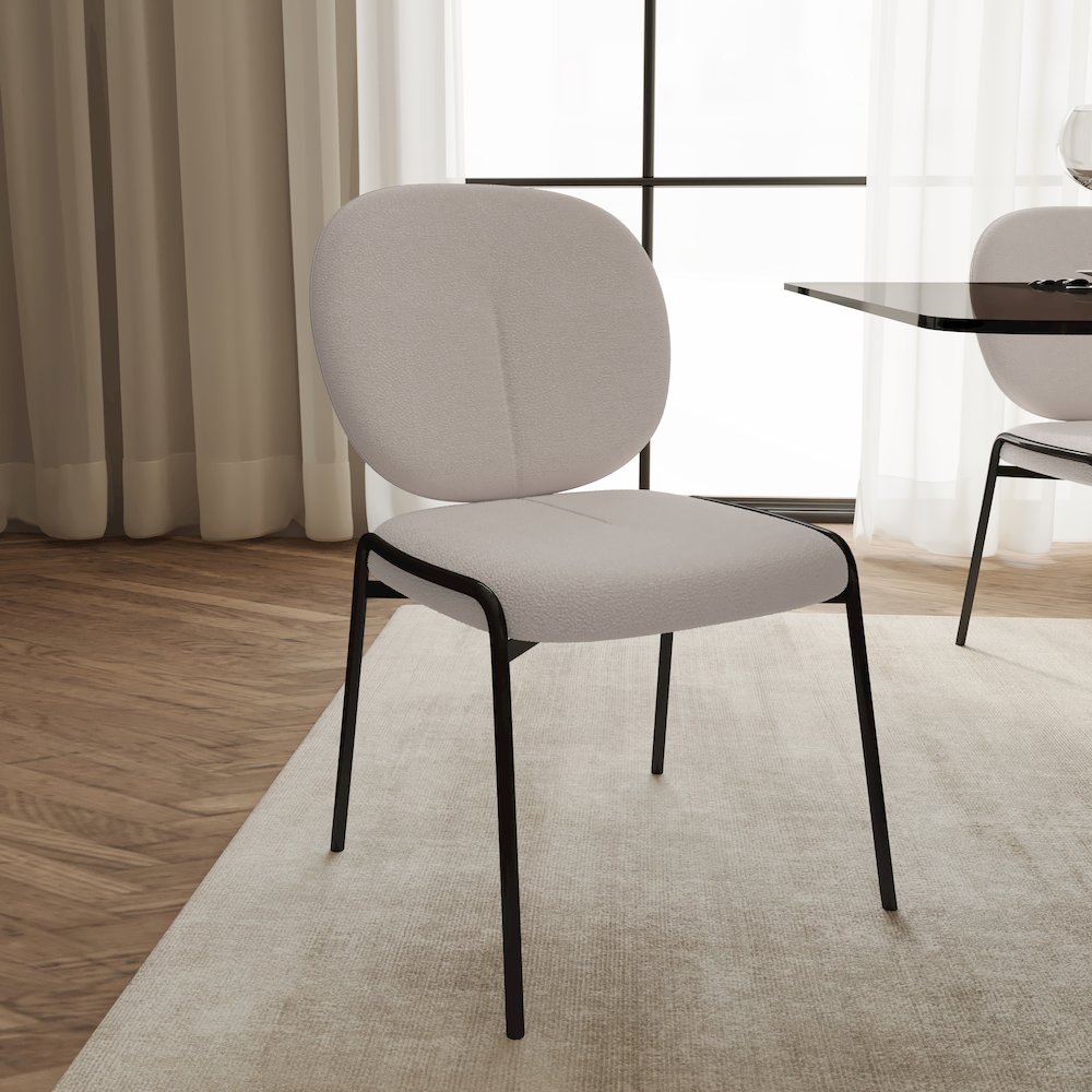 Celestial Mid-Century Modern Boucle Dining Side Chair. Picture 2
