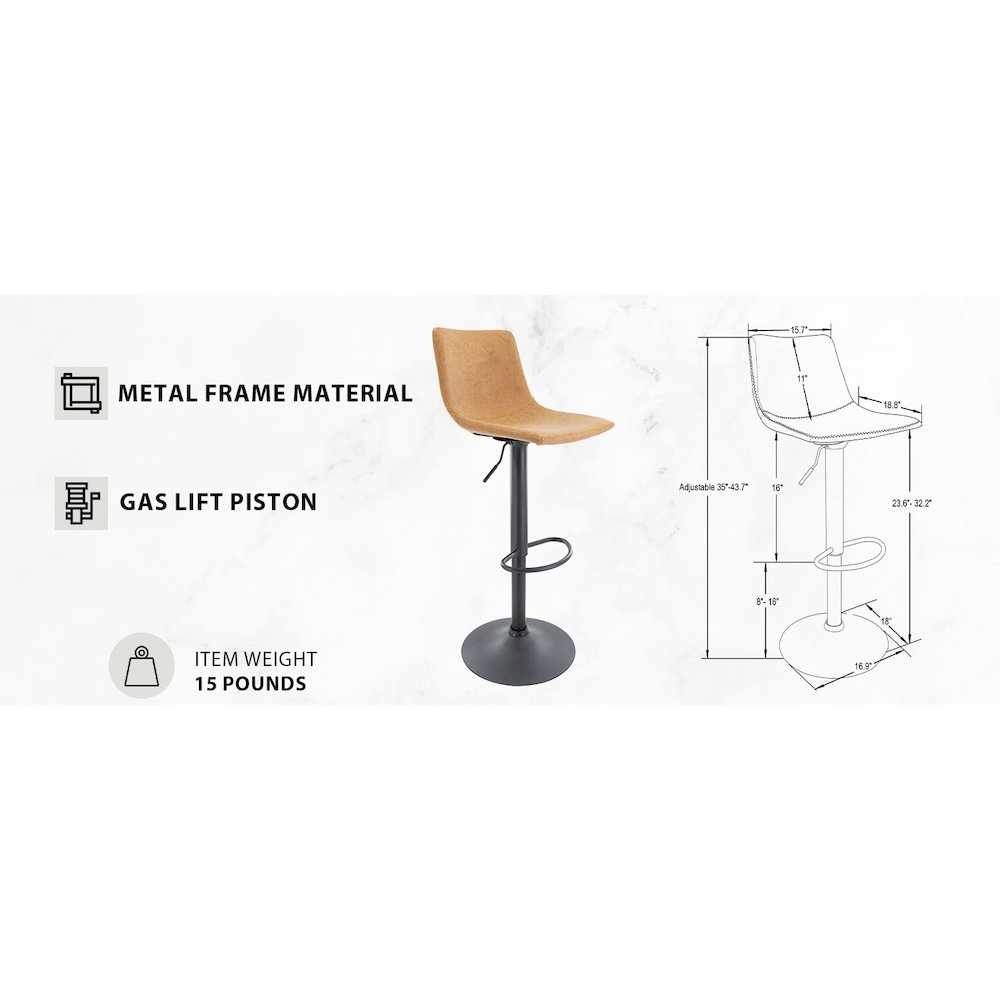 Tilbury Modern Adjustable Bar Stool in Light Brown. Picture 5