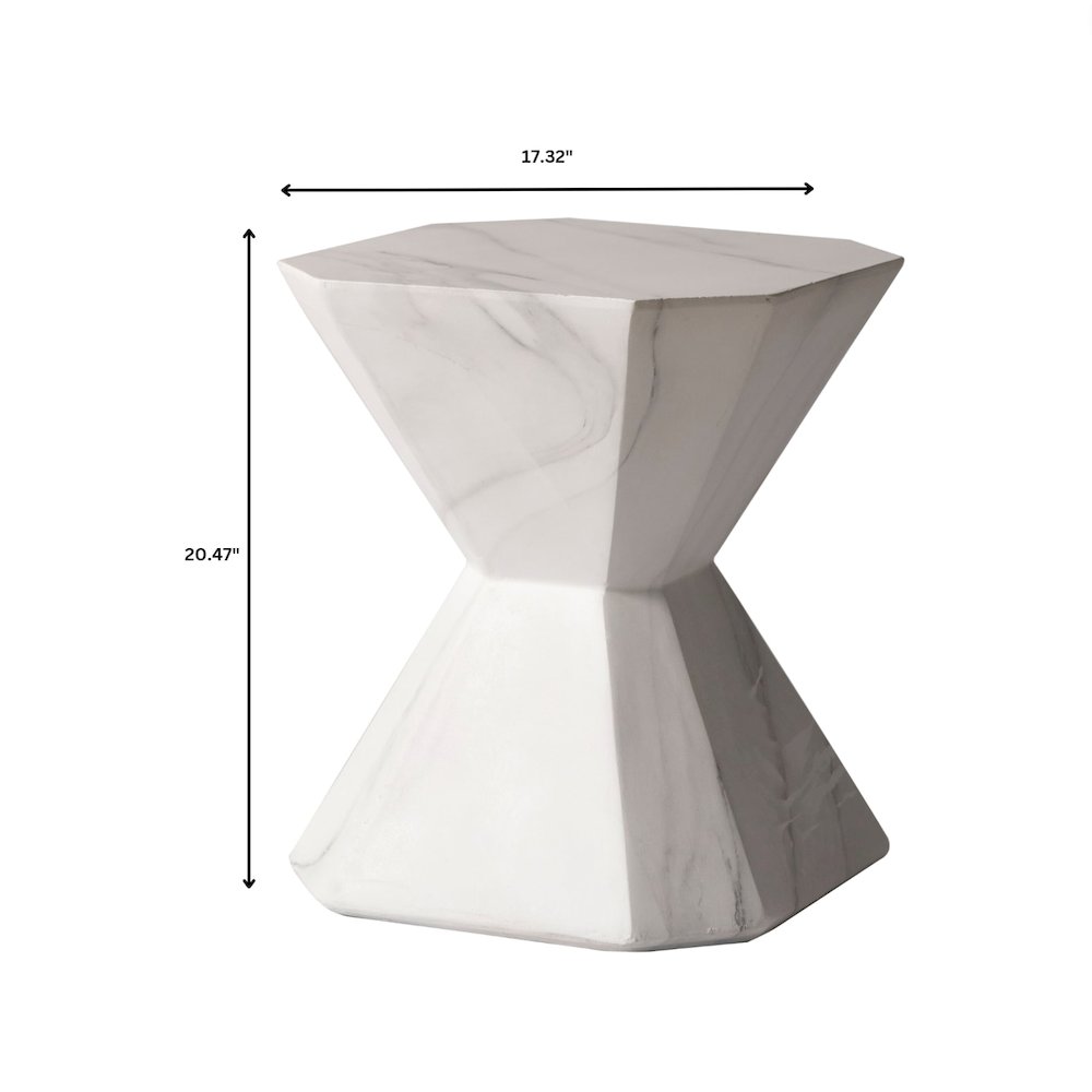 Azure Collection Fiberglass Outdoor Side Table in Marble White. Picture 19