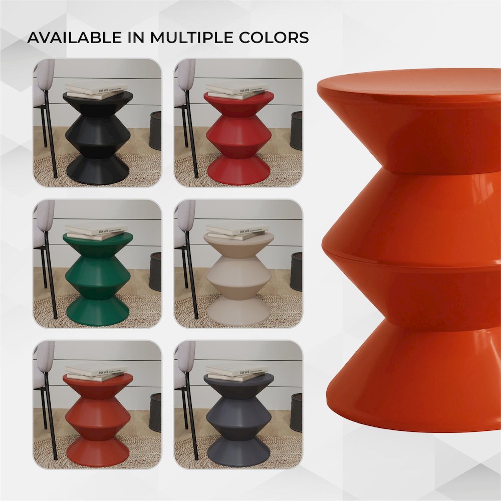 Aura Modern Plastic Side End Table, Indoor/Outdoor Use, Brown. Picture 4