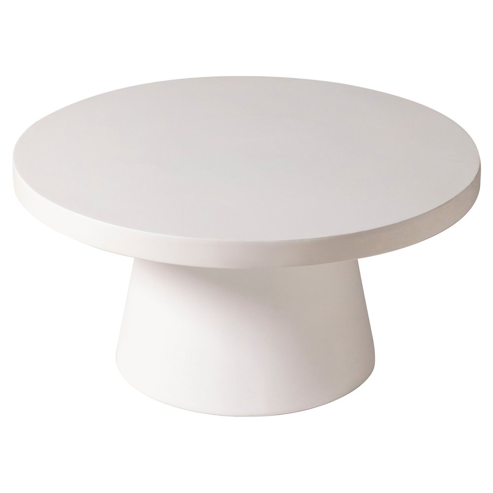 Dune Collection Fiberglass Outdoor Coffee Table In White. Picture 3