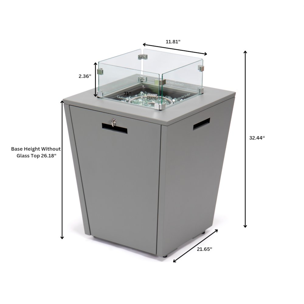 Chelsea Aluminum Patio Modern Propane Fire Pit Side Table. Picture 1
