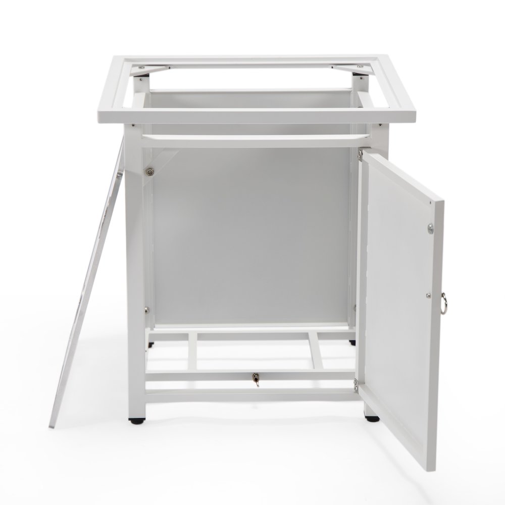 Walbrooke Patio Square Fire Pit and Tank Holder in White. Picture 17