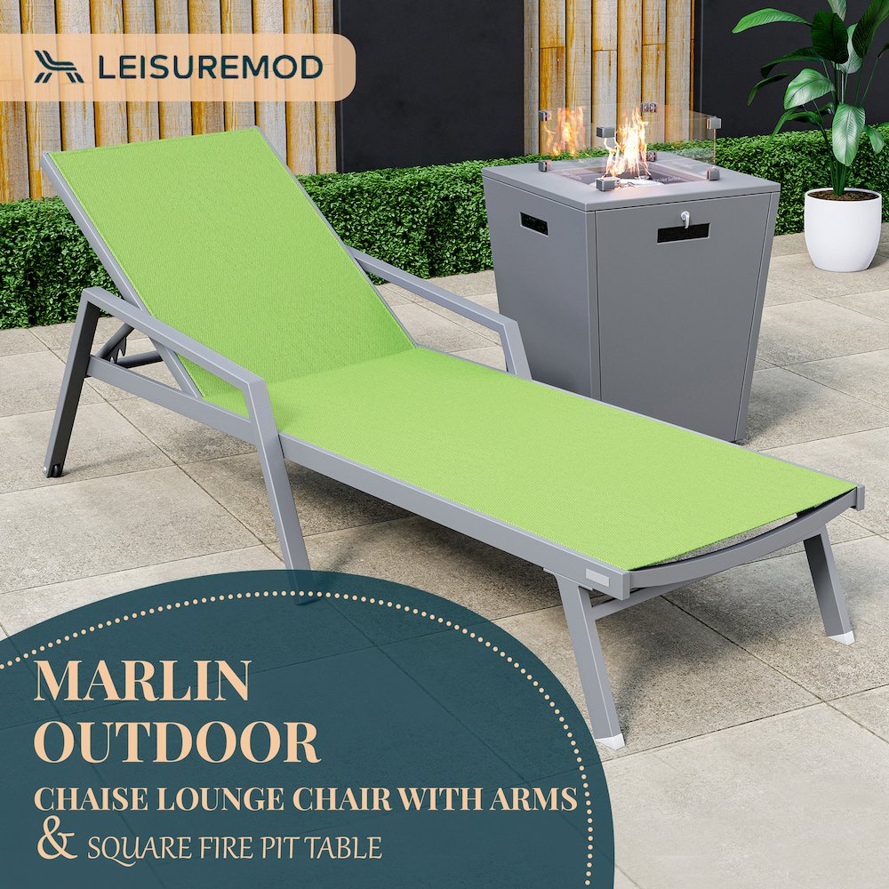Marlin Modern Grey Aluminum Outdoor Patio Chaise Lounge Chair. Picture 3