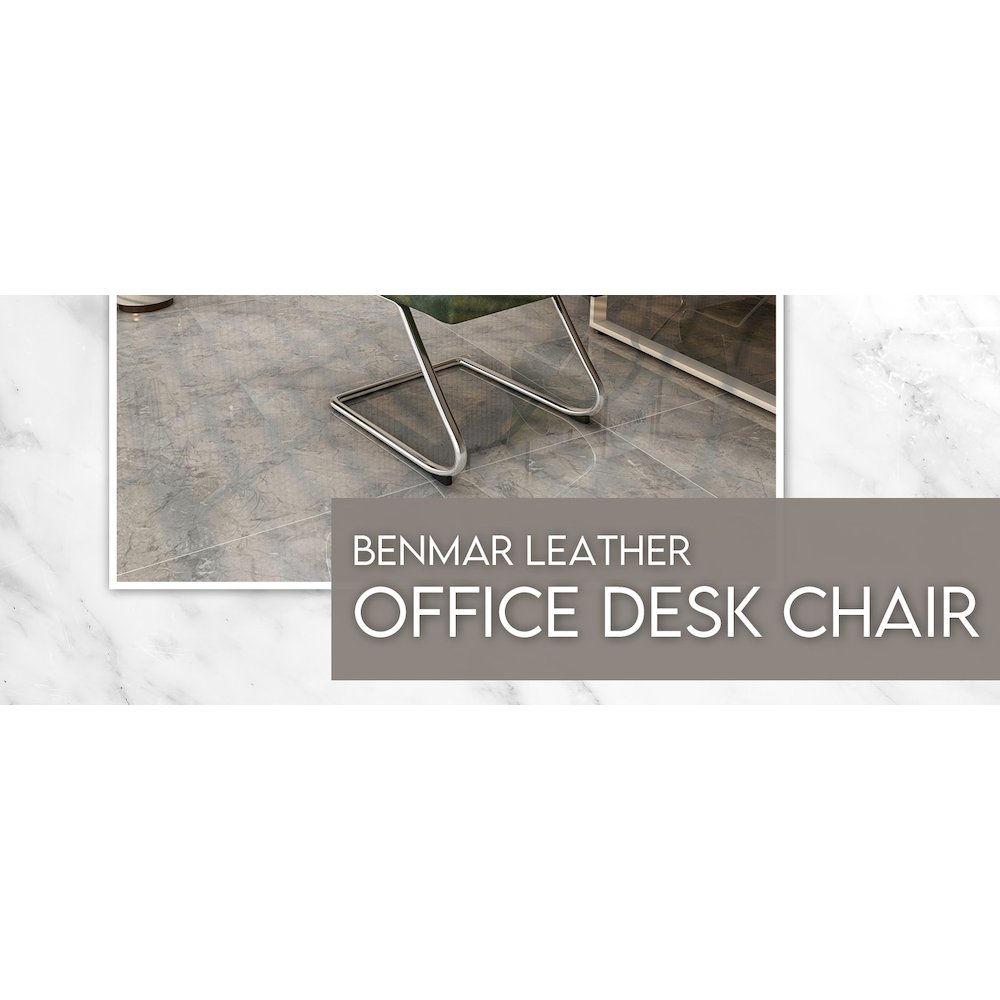 Benmar Home Leather Guest Office Chair in Green. Picture 2