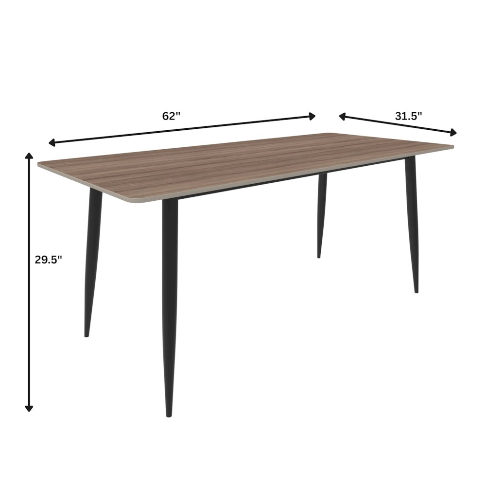 Zayle 62" Rectangle Sintered Stone Dining Table in Red Oak with BLack Base. Picture 12