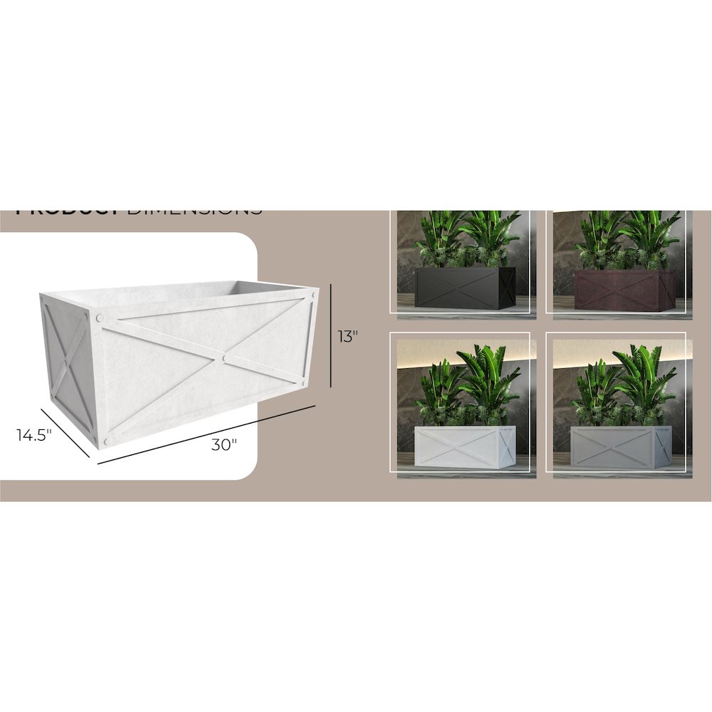 Bonsai Series Rectangle Poly Stone Planter in White 14.6 x 13 30 Long. Picture 15