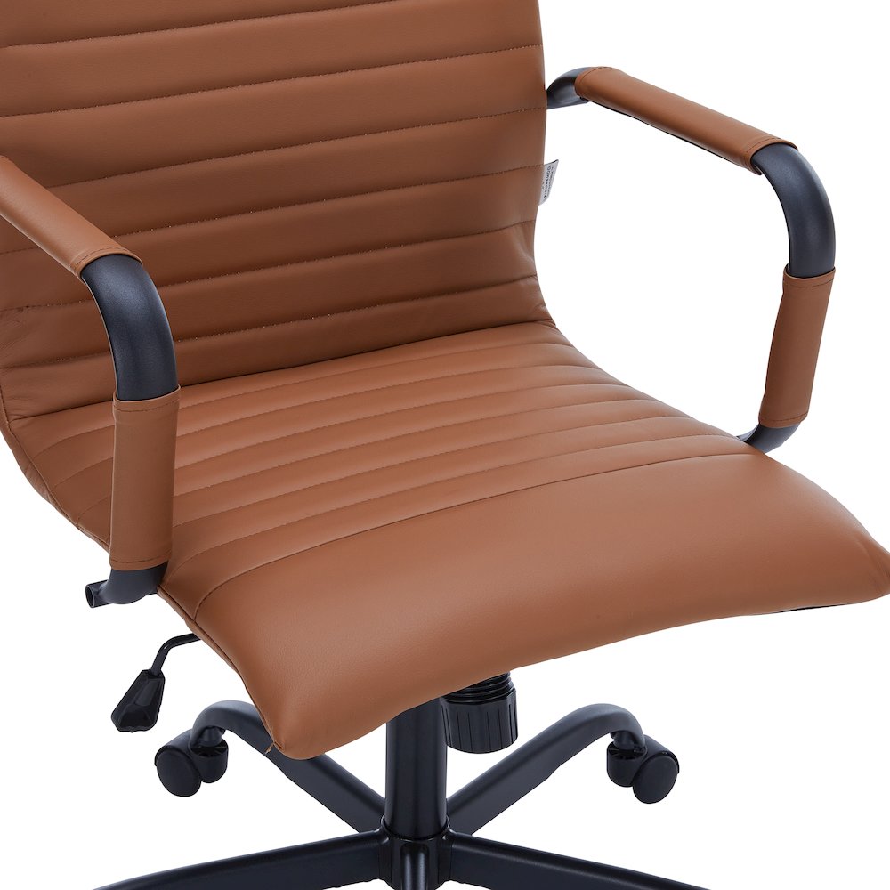 Harris Leather Home High-Back Office Chair in Light Brown With Black Frame. Picture 16