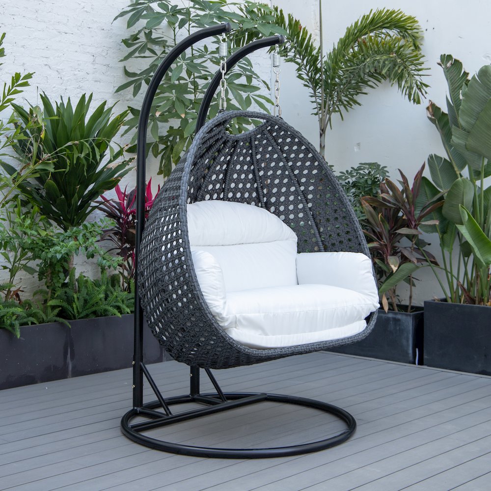 Mendoza Charcoal Wicker Hanging 2 person Egg Swing Chair. Picture 2
