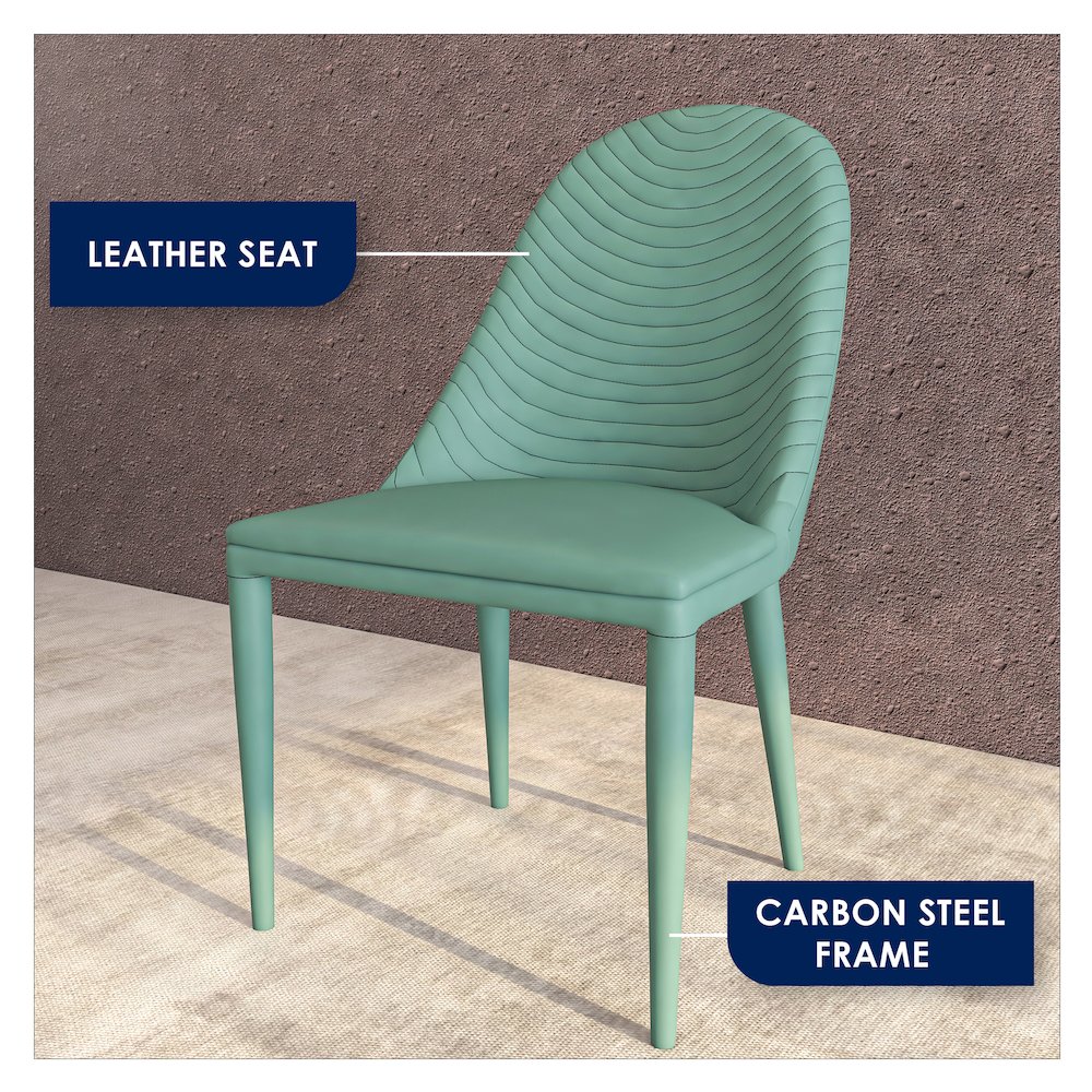 Seville Collection Modern Dining Chair in Green - Set of 2. Picture 9