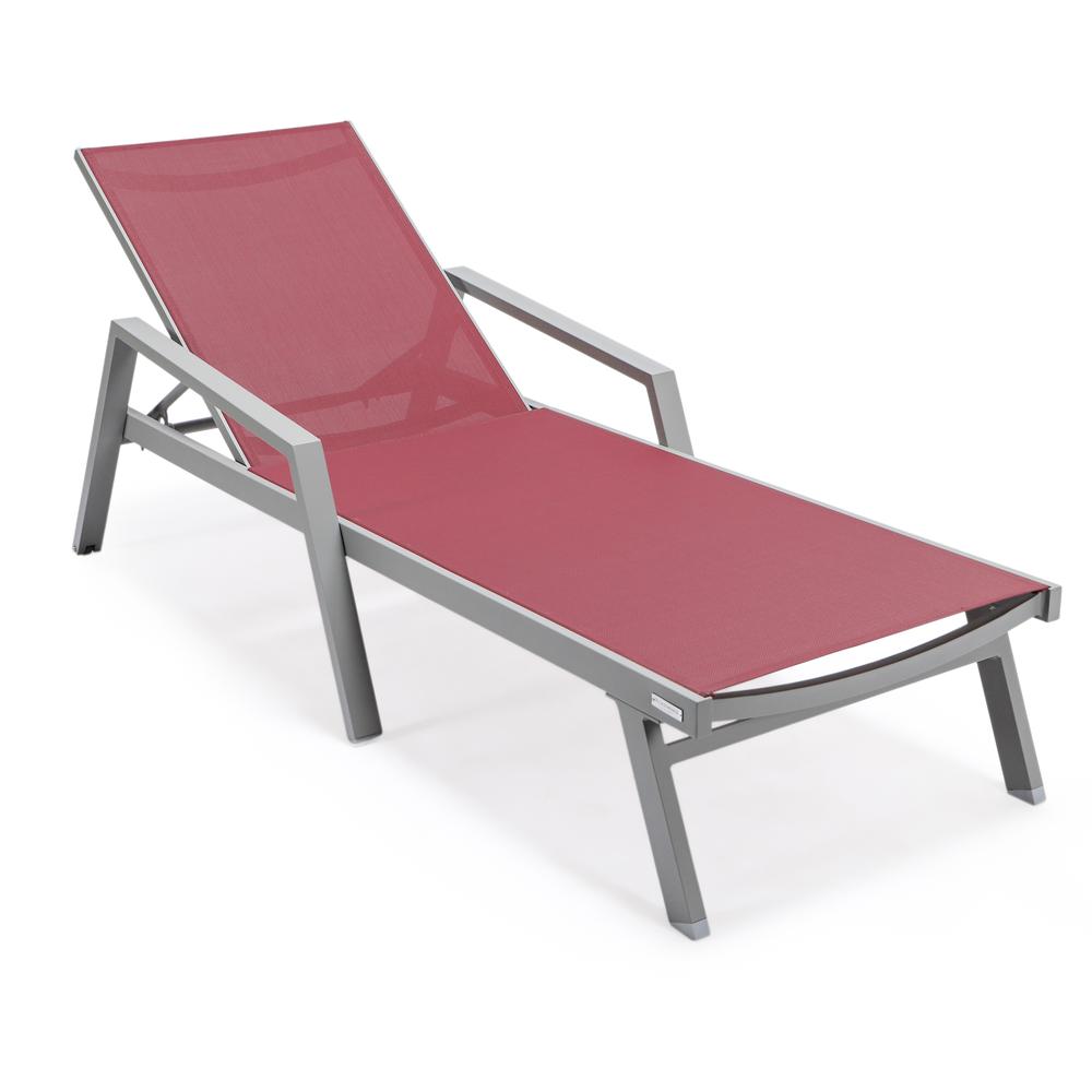 Marlin Patio Chaise Lounge Chair With Armrests in Grey Aluminum Frame. Picture 1