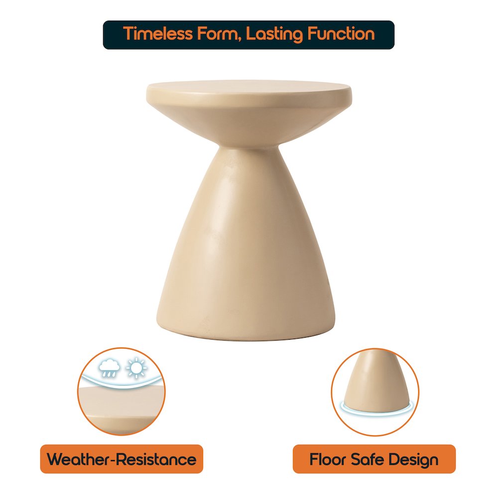 Dune Collection Fiberglass Outdoor Side Table in Beige. Picture 5