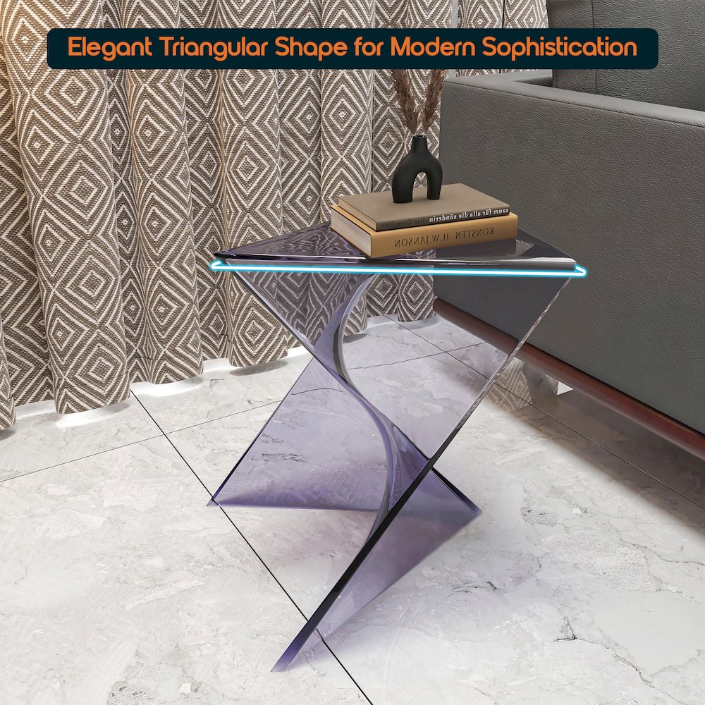 Randolph Modern Accent Side Table Indoor and Outdoor Use Clear Set of 2. Picture 12