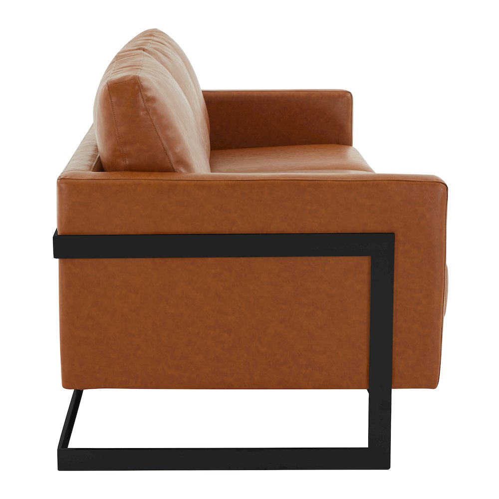 Lincoln Brown Leather Sofa With Black Frame. Picture 9