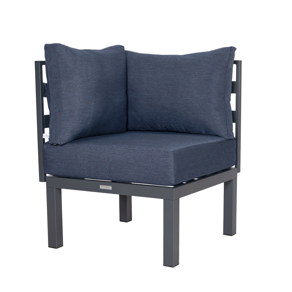 Chelsea 7-Piece Patio Sectional And Fire Pit Table Black Aluminum With Cushions. Picture 23