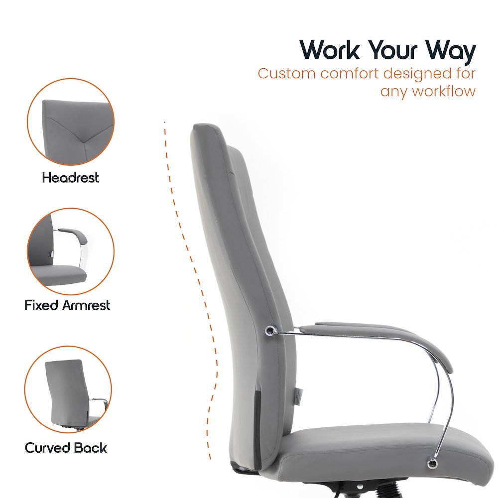 Sonora Modern High-Back Leather Office Chair. Picture 9