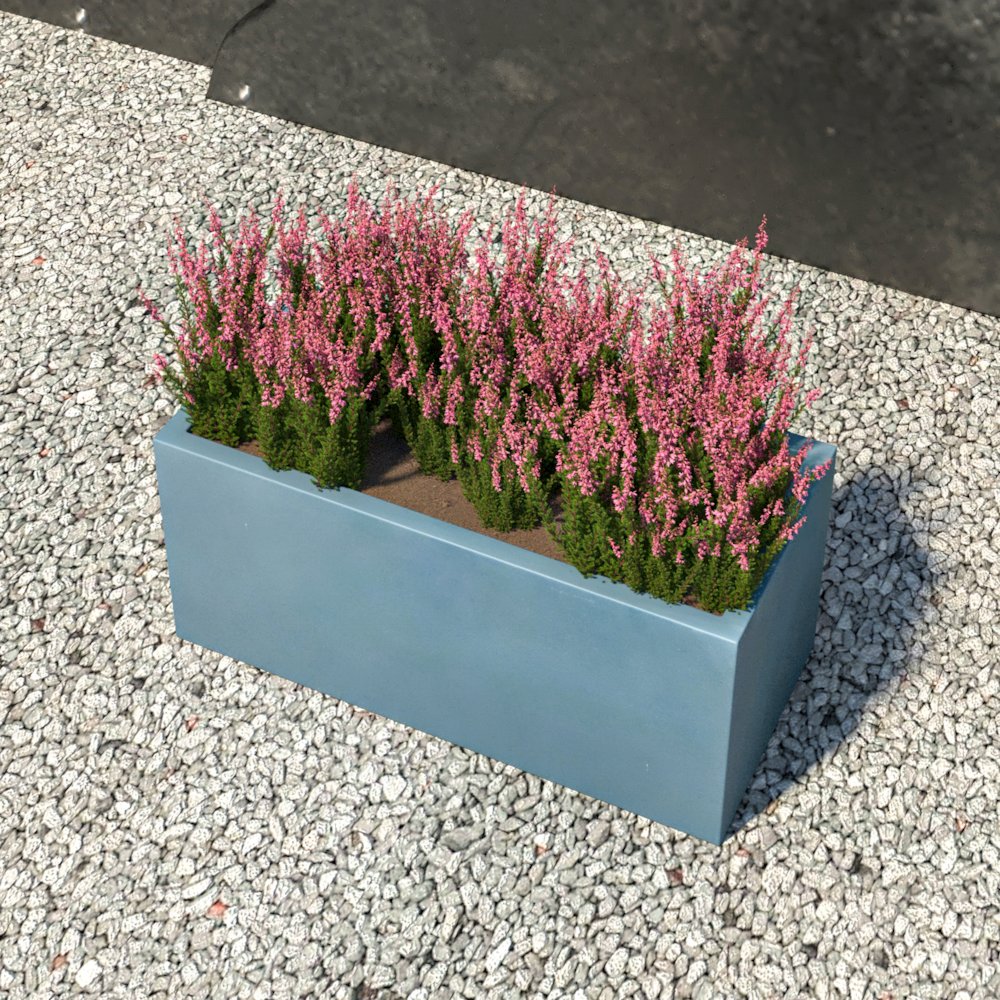 Bloom Series Poly Stone Planter 9" , 19.7" Long In Aged Concrete. Picture 11