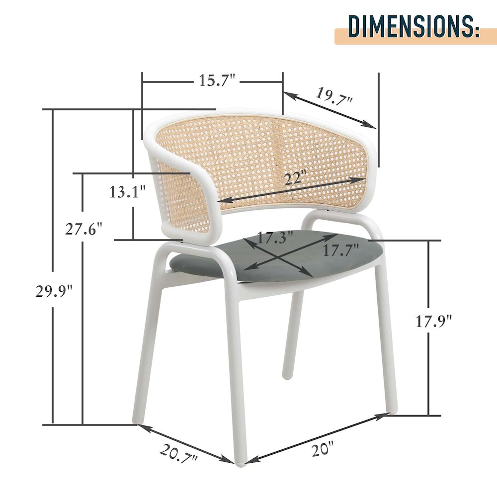 Ervilla - Dining Chair - White frame in Grey Leather Set of 2. Picture 7