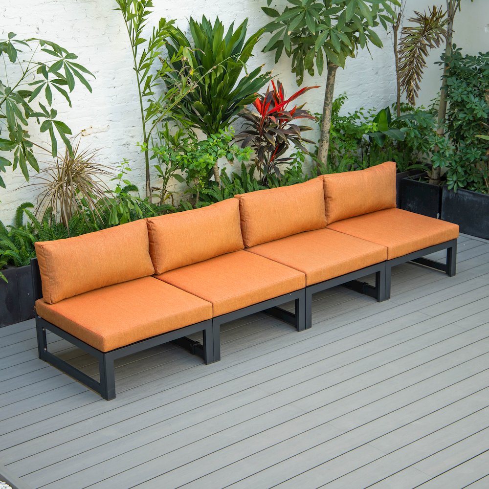 Chelsea 4-Piece Middle Patio Chairs Black Aluminum With Cushions. Picture 8