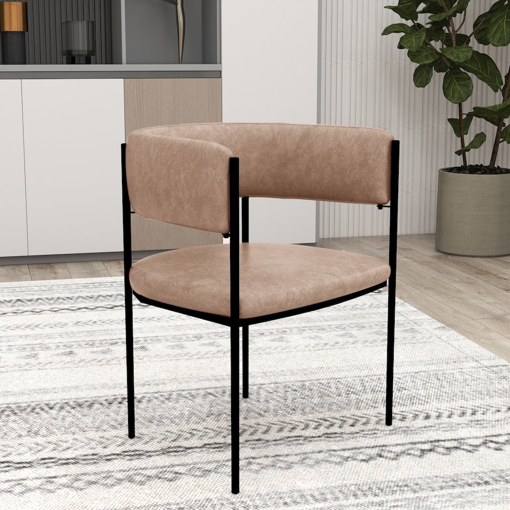 Cyril Collection Modern Chair in Light Brown Velvet Set of 2. Picture 18