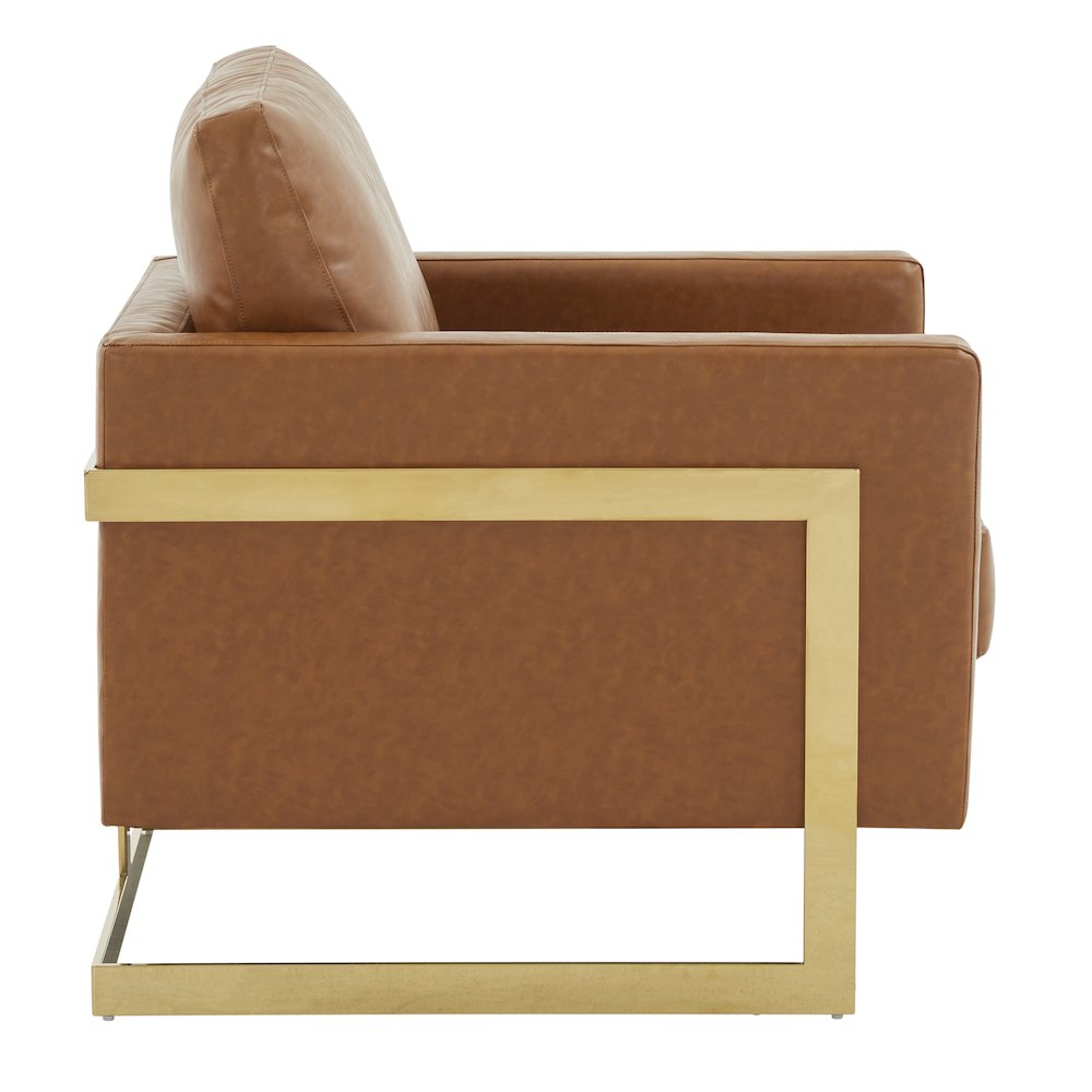 Lincoln Leather Accent Armchair With Gold Frame. Picture 7