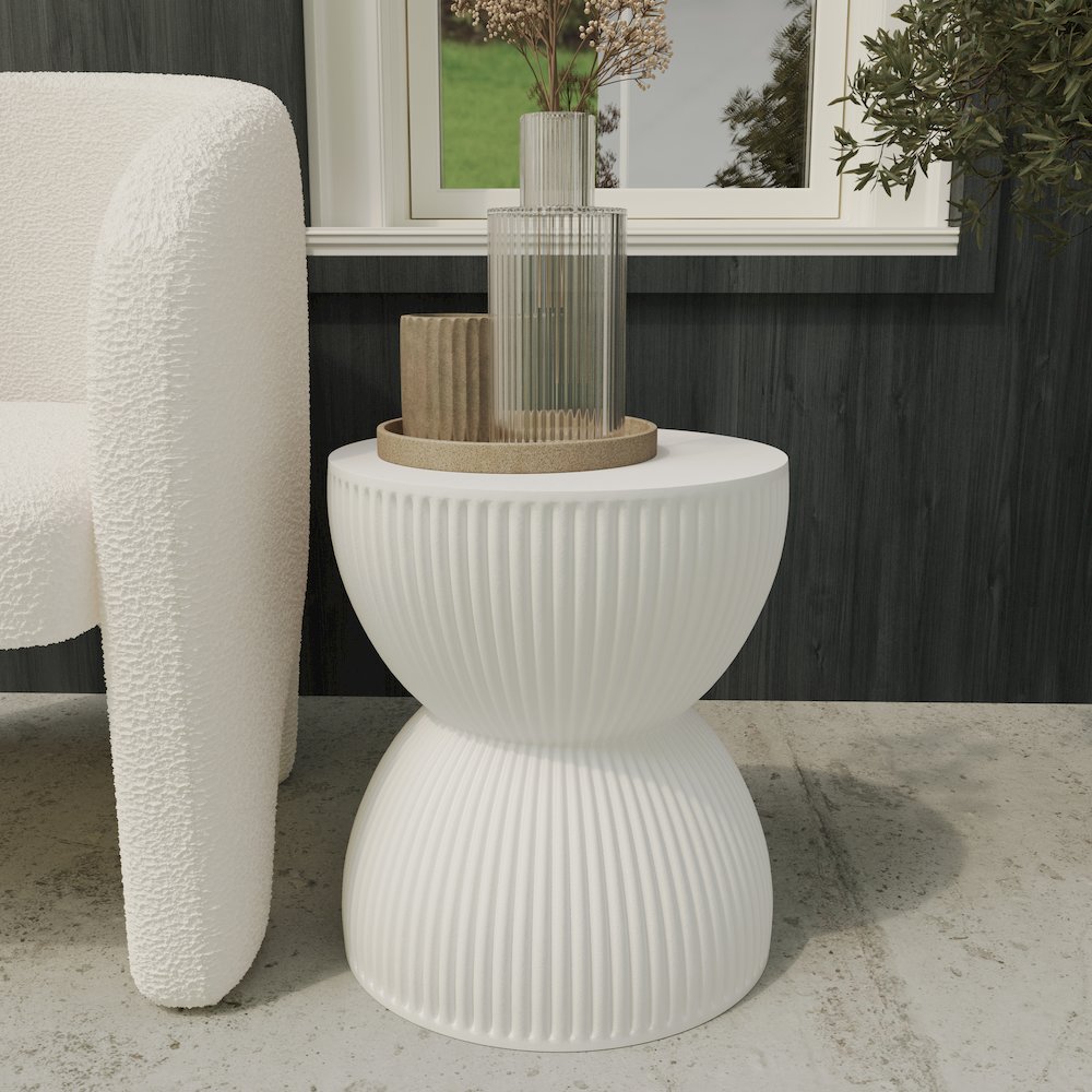 Modern Side End Table Spire Series In White. Picture 6