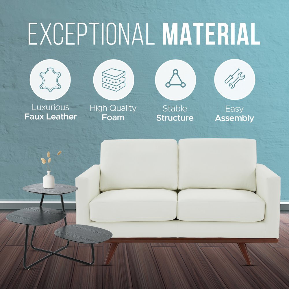 Chester Modern Leather Loveseat With Birch Wood Base. Picture 10