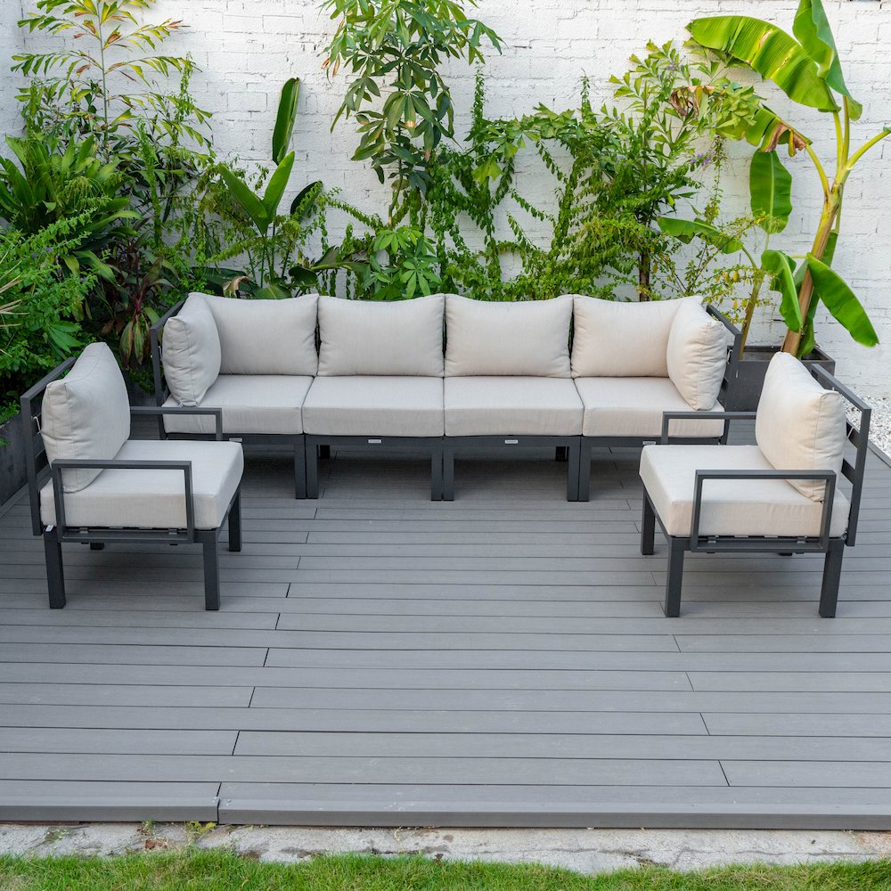 Chelsea 6-Piece Patio Sectional Black Aluminum With Cushions. Picture 1