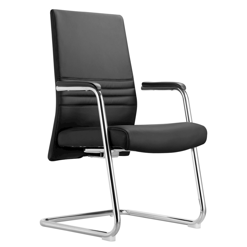 Aleen Series Guest Office Chair In Black Leather. Picture 6