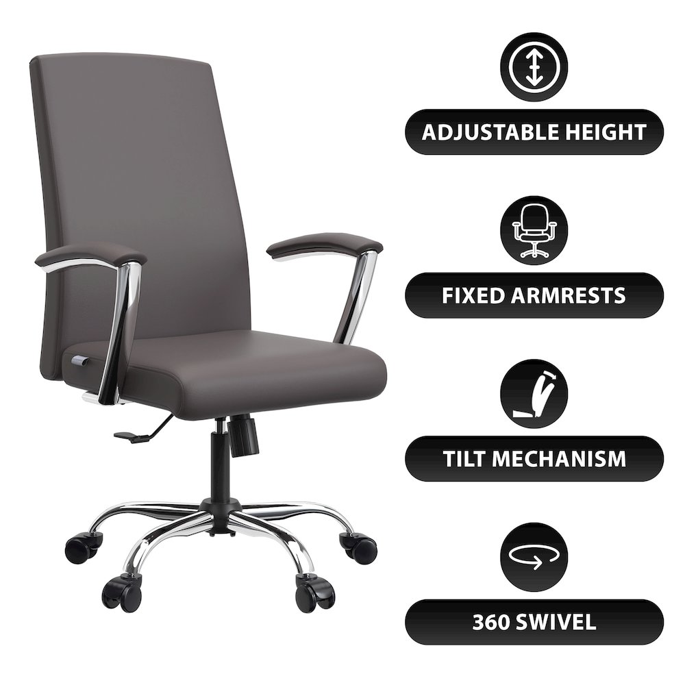 Evander Series Office Chair in Grey Leather. Picture 12