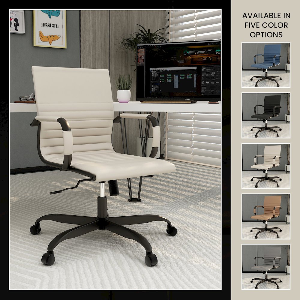 Harris Leather Home Office Chair in Tan With Black Frame. Picture 9
