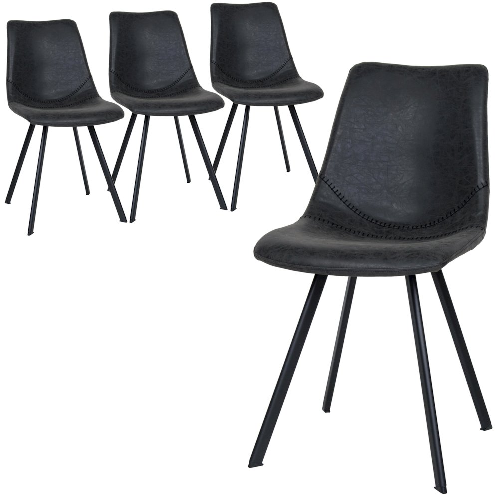 Markley Modern Leather Dining Chair With Metal Legs Set of 4. Picture 1