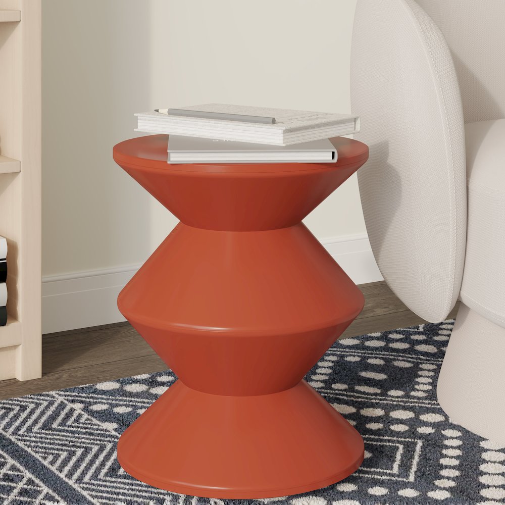 Aura Modern Plastic Side End Table, Indoor/Outdoor Use, Brown. Picture 19