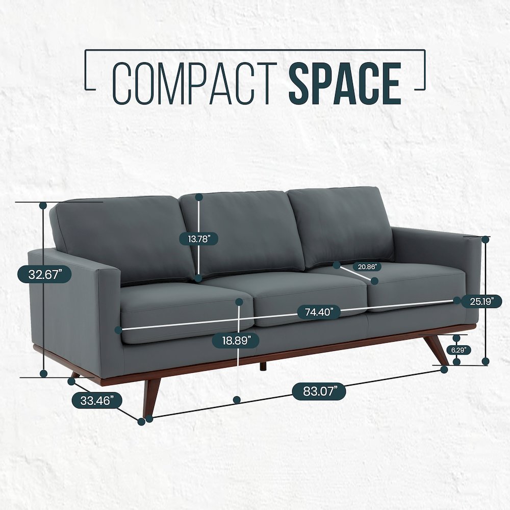 Chester Modern Leather Sofa With Birch Wood Base. Picture 5